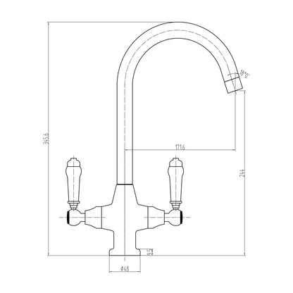 Scudo Harrogate 1 Tap Hole Kitchen Tap