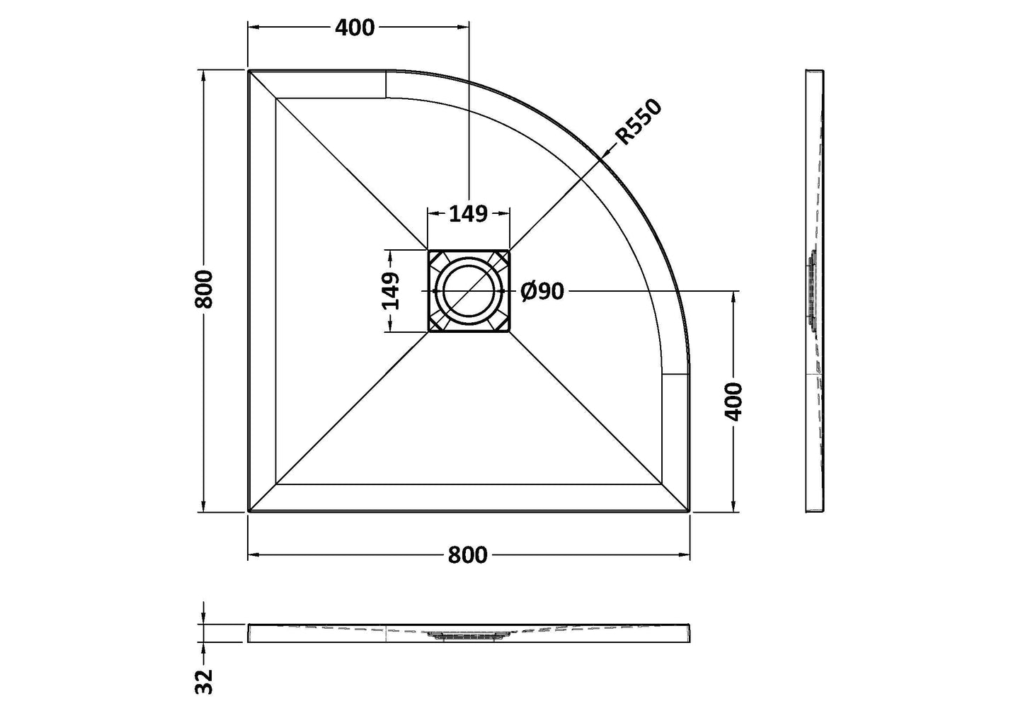 Nuie Quad Shower Tray