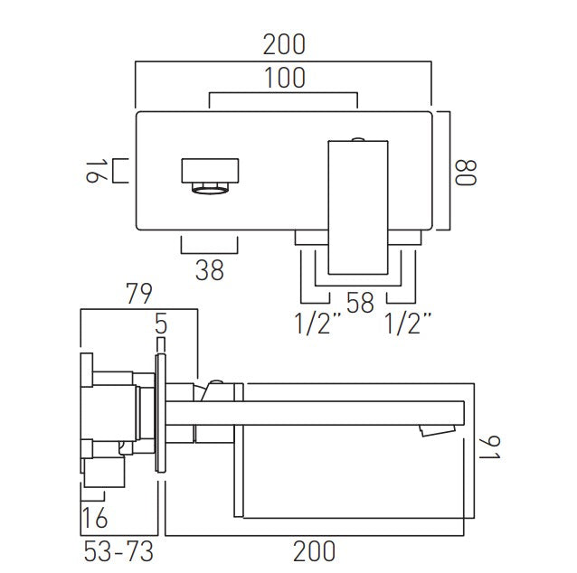 Vado Notion Wall Mounted 2 Hole Basin Mixer