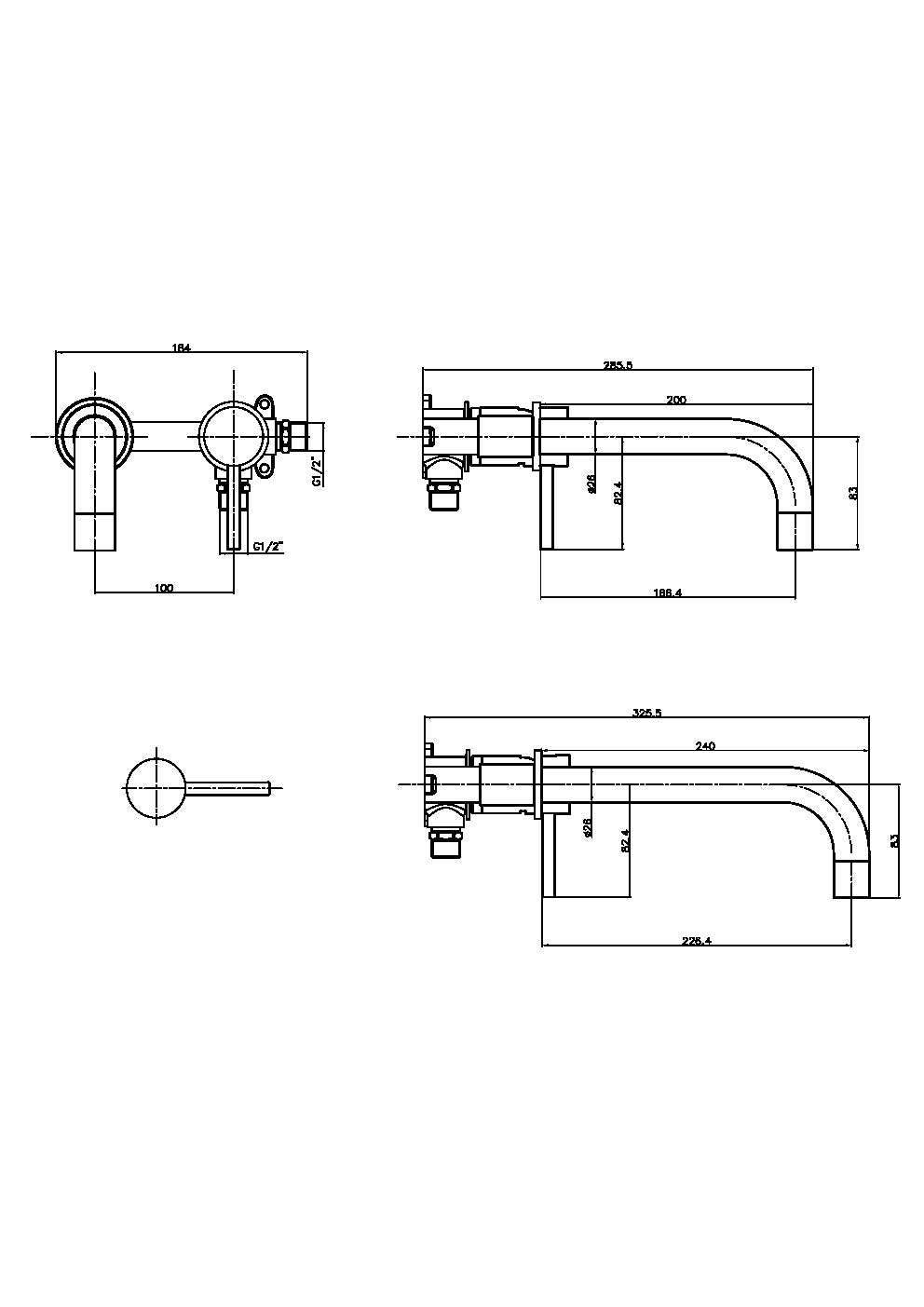 Scudo Core Wall Mounted Basin Tap