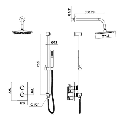 Scudo Core Round handle head & handset Riserkit