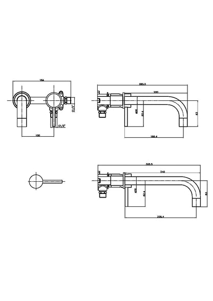 Scudo Core Wall Mounted Basin/Bath Mixer