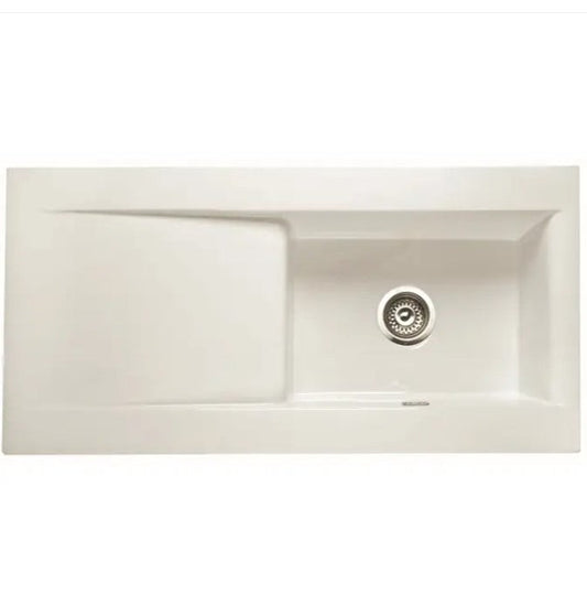 RAK Gourmet Dream Kitchen Sink 2, Single Bowl With Single Reversible Drainer - Matt White