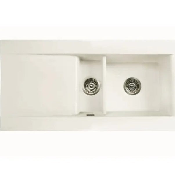 RAK Gourmet Dream Kitchen Sink 1, 1.5 Bowl With Single Reversible Drainer - Matt White