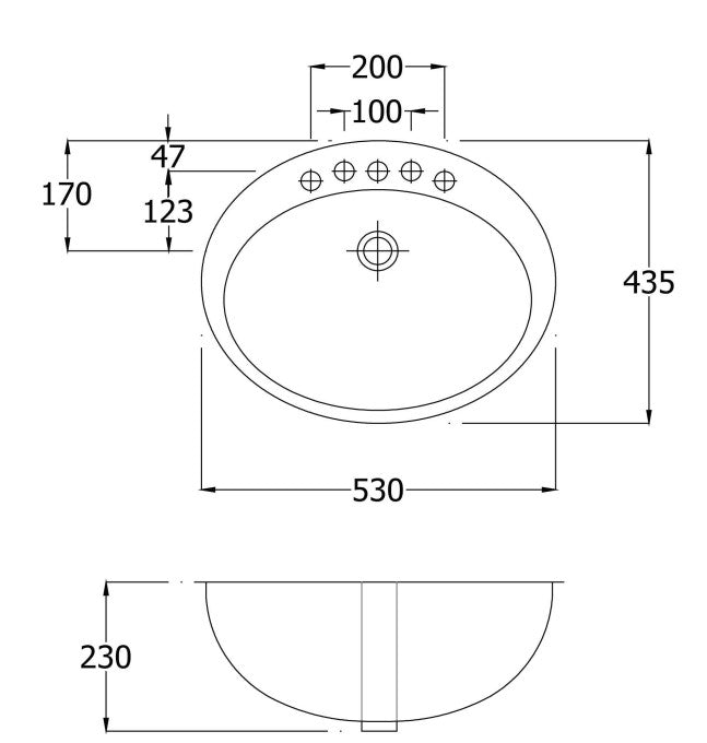 RAK-Jessica 530mm Drop In Wash Basin