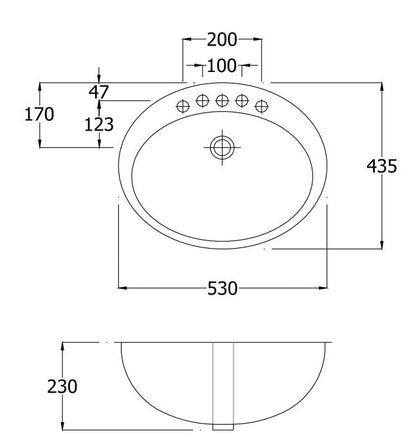 RAK-Jessica 530mm Drop In Wash Basin