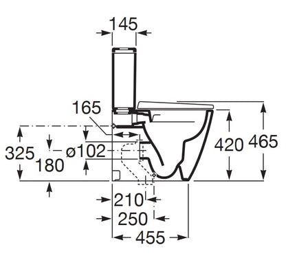 Roca Ona Rimless compact close coupled WC with dual outlet