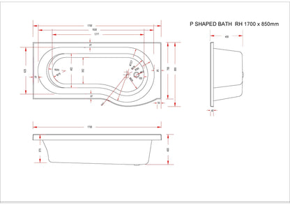 Trojan Concert P-Shape Shower Bath