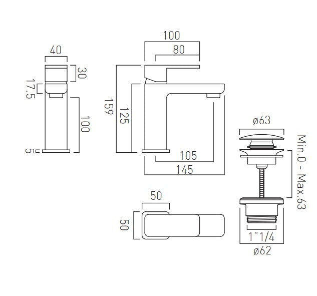 Vado Phase Single Lever Mono Basin Mixer