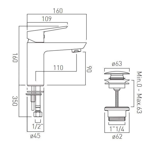 Vado Photon Single Lever Mono Basin Mixer