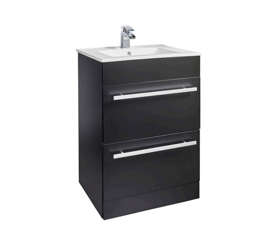 Kartell Purity Nero 600mm 2 Drawer Unit with Basin