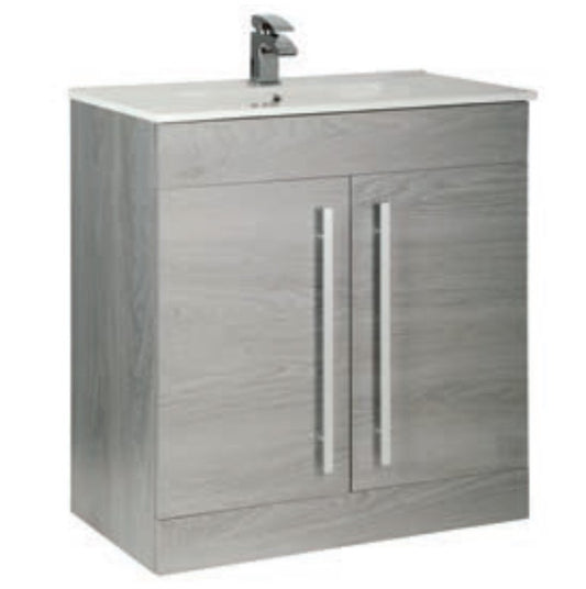 Kartell Purity 800mm 2 Door Floor Standing Unit with Basin - Silver Oak