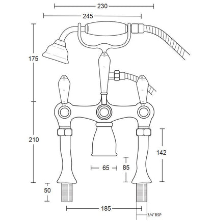 Imperial Regent Deck Mounted Bath Shower Mixer