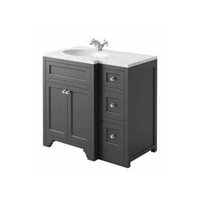 Harrogate Ripley 900mm Vanity Unit and Left Handed Ceramic Basin