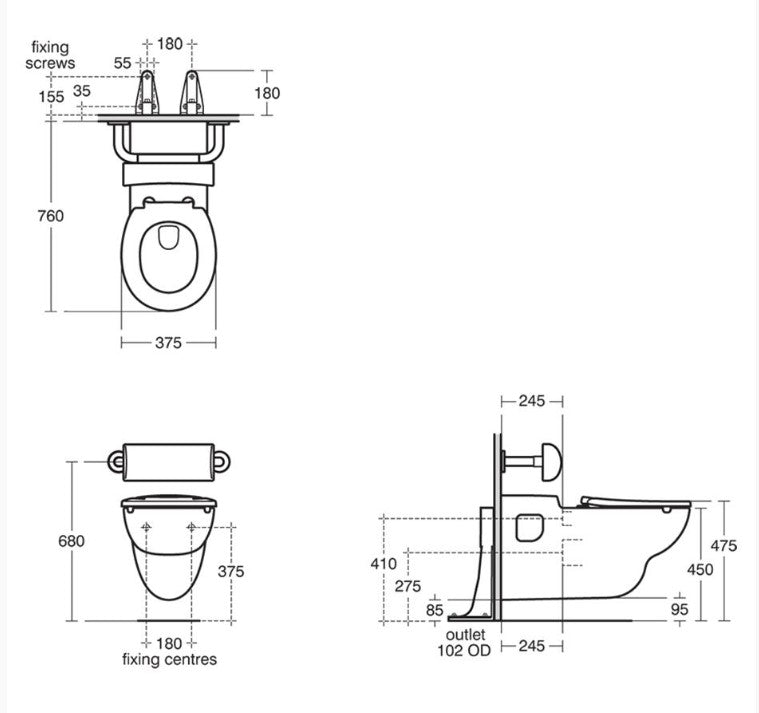 Armitage Shanks Contour 21 Rimless Wall Hung 70/75cm projection WC