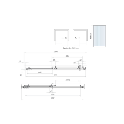 Scudo S6 Sliding Shower Door  (1900mm) - Brushed Brass