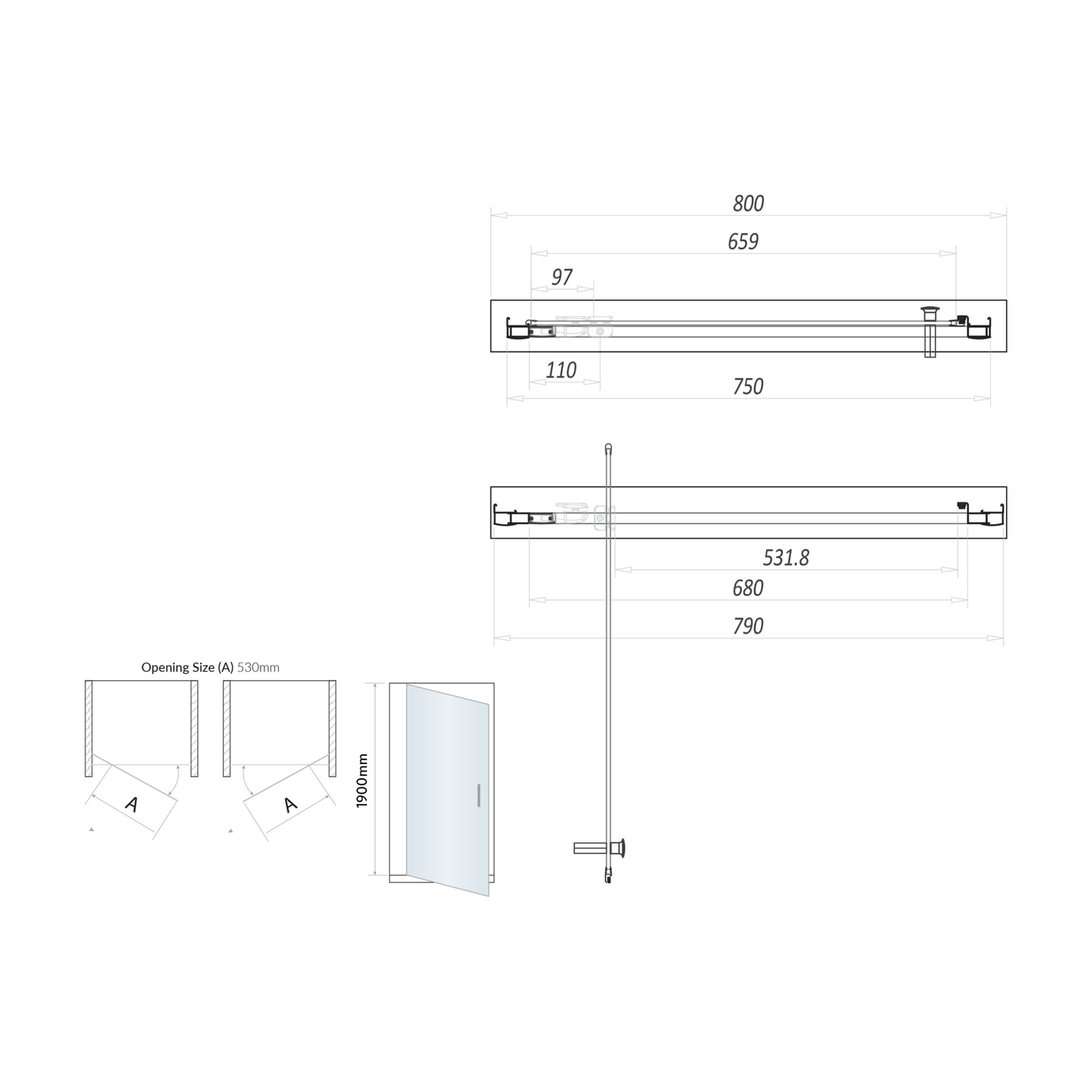 Scudo S6 Pivot Shower Door (1900mm) - Brushed Brass