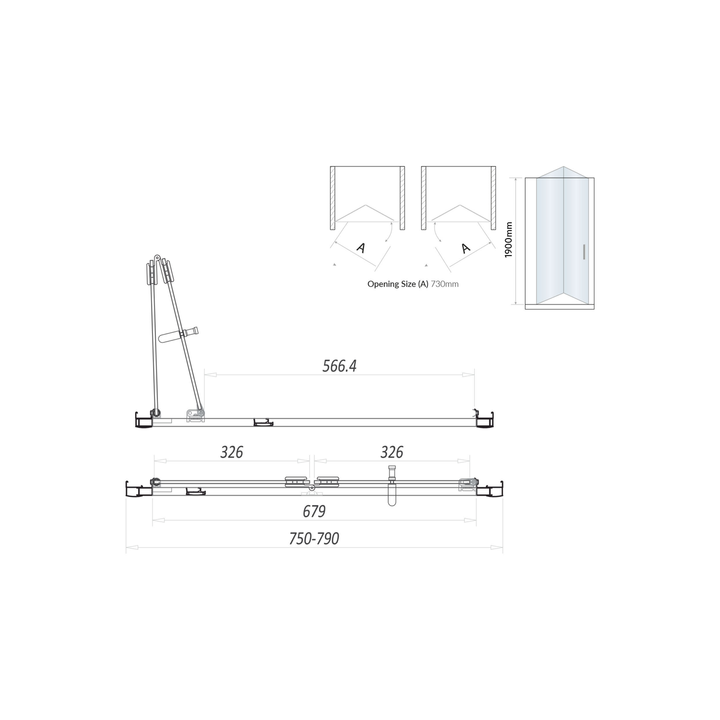 Scudo 6mm Bi-Fold Shower Door (1850mm) - Black Glass