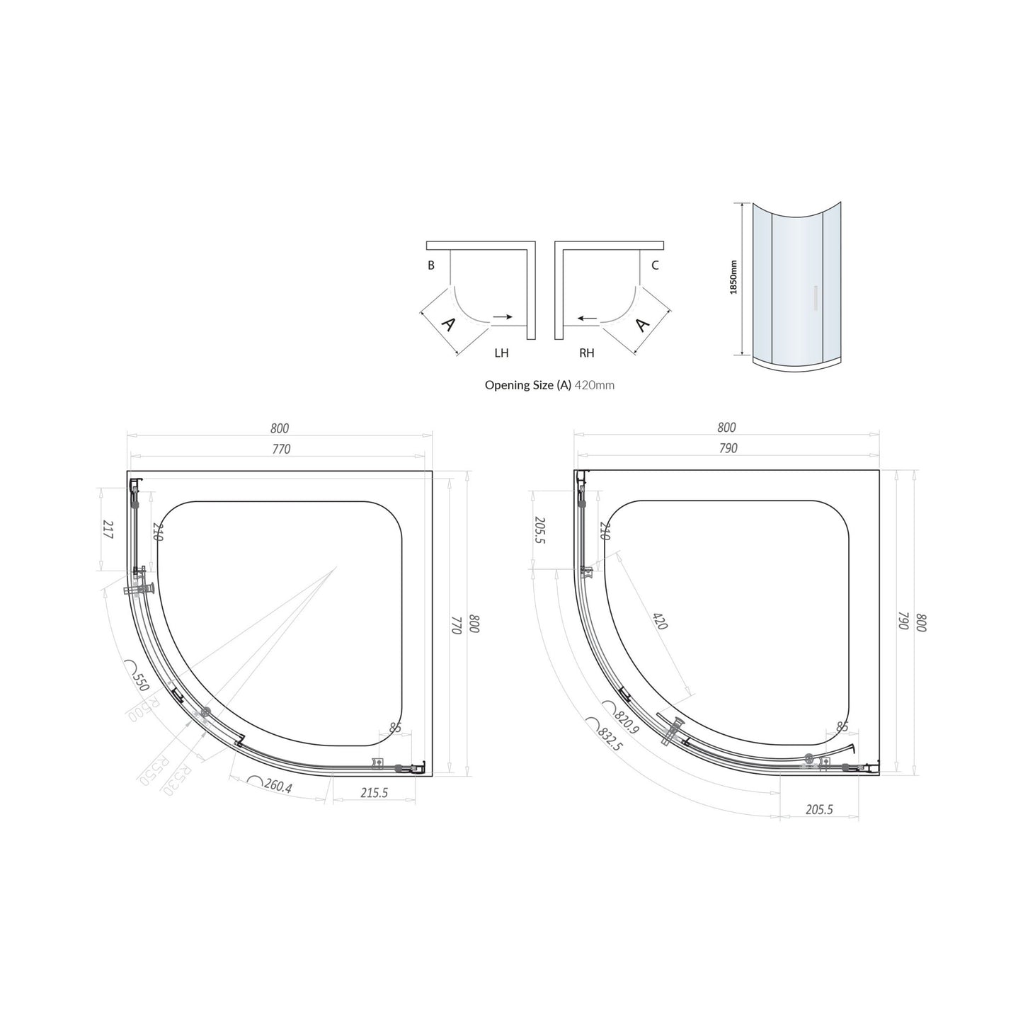 Scudo S6 Single Quadrant Shower Door