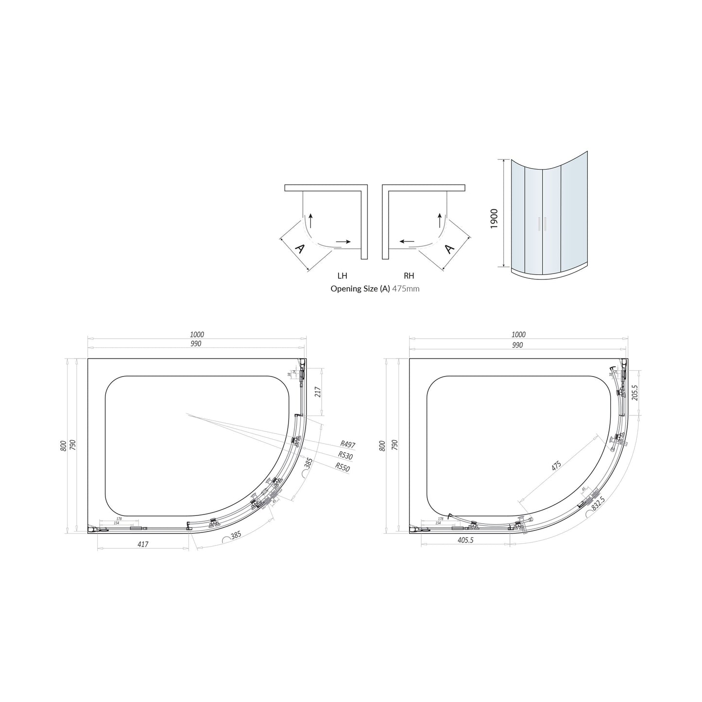 Scudo S8 Double Quadrant Shower Door