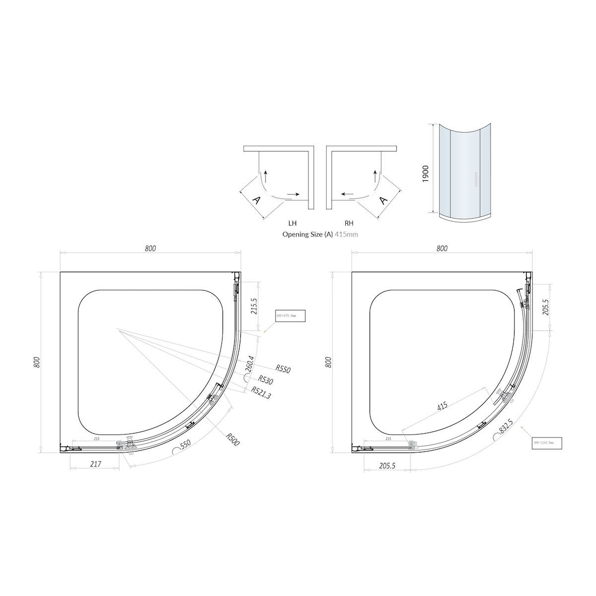 Scudo S8 Single Quadrant Shower Door