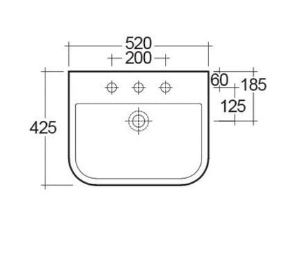 RAK-Series 600 Pedestal 520mm Wash Basin