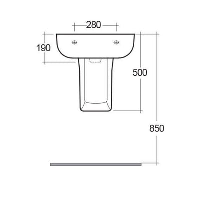 RAK-Series 600 Pedestal 520mm Wash Basin