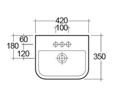 RAK-Series 600 Semi Recessed 420mm Wash Basin