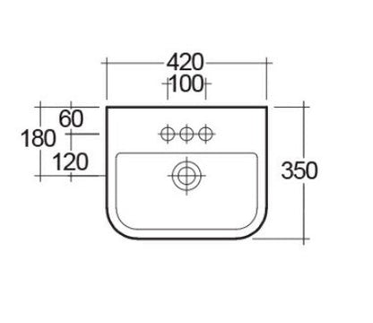 RAK-Series 600 Semi Recessed 420mm Wash Basin