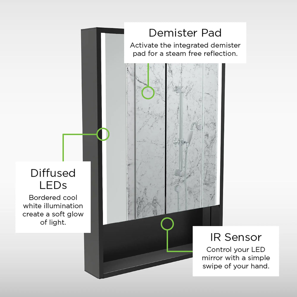 Sensio Aku LED double door cabinet with illuminate shelf area