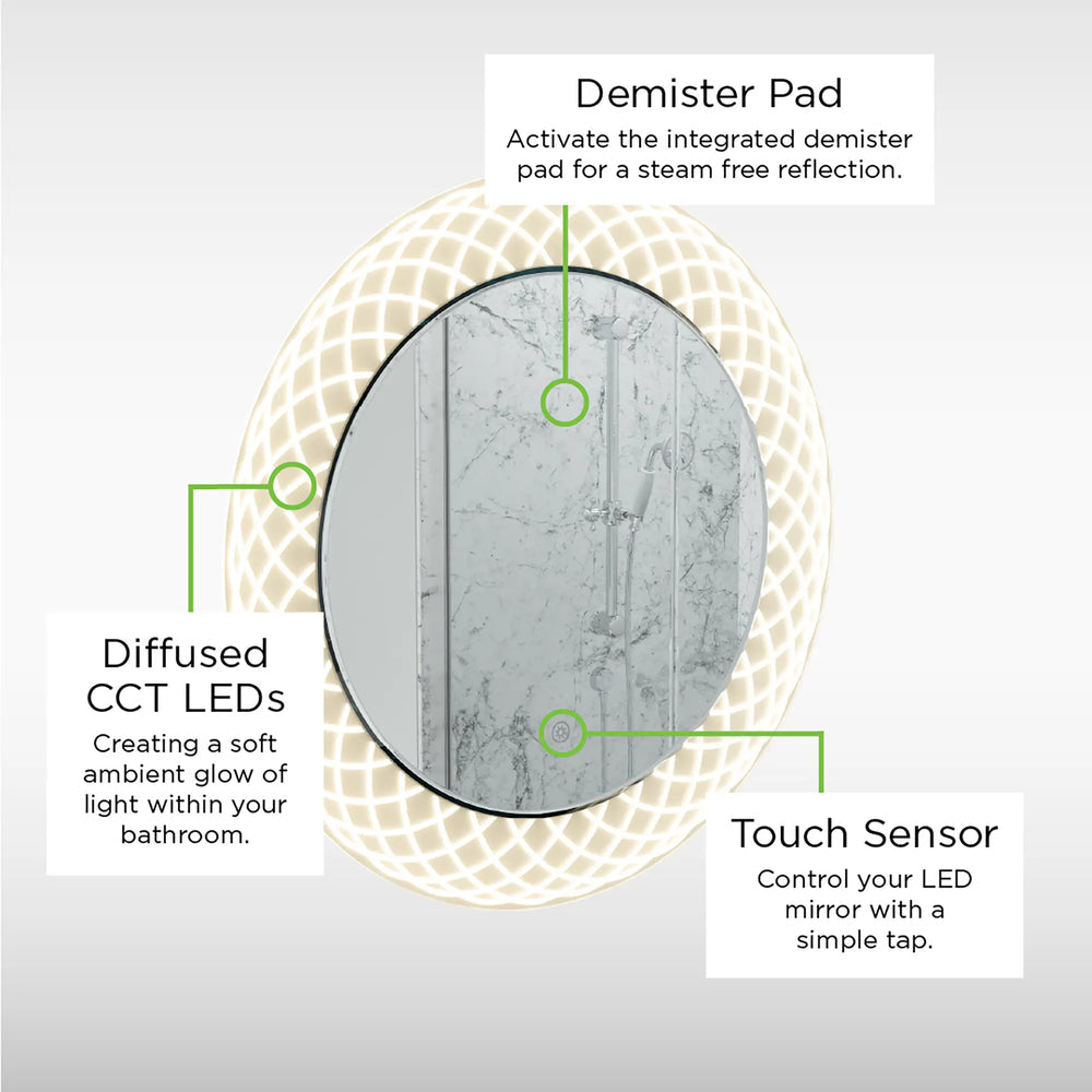 Sensio Anjul Etched pattern illuminated Surround LED Mirror