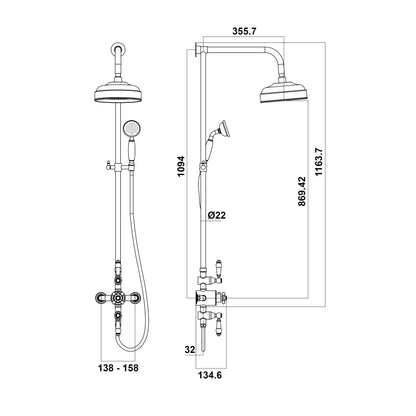 Scudo Traditional Rigid Riser Shower with Fixedhead - Chrome