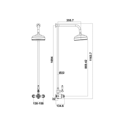 Scudo Traditional Rigid Riser Shower with Fixedhead - Chrome