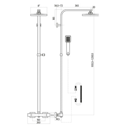 Scudo Elliot Square Rigid Riser Shower Set