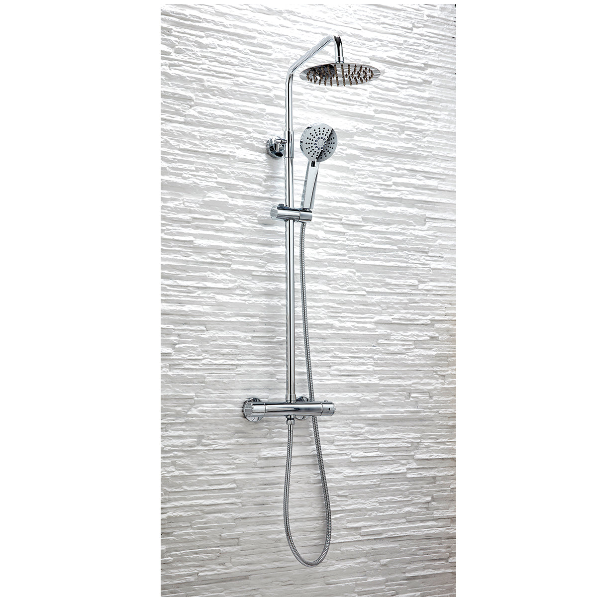 Scudo Serena Round Rigid Riser Shower Set - Chrome