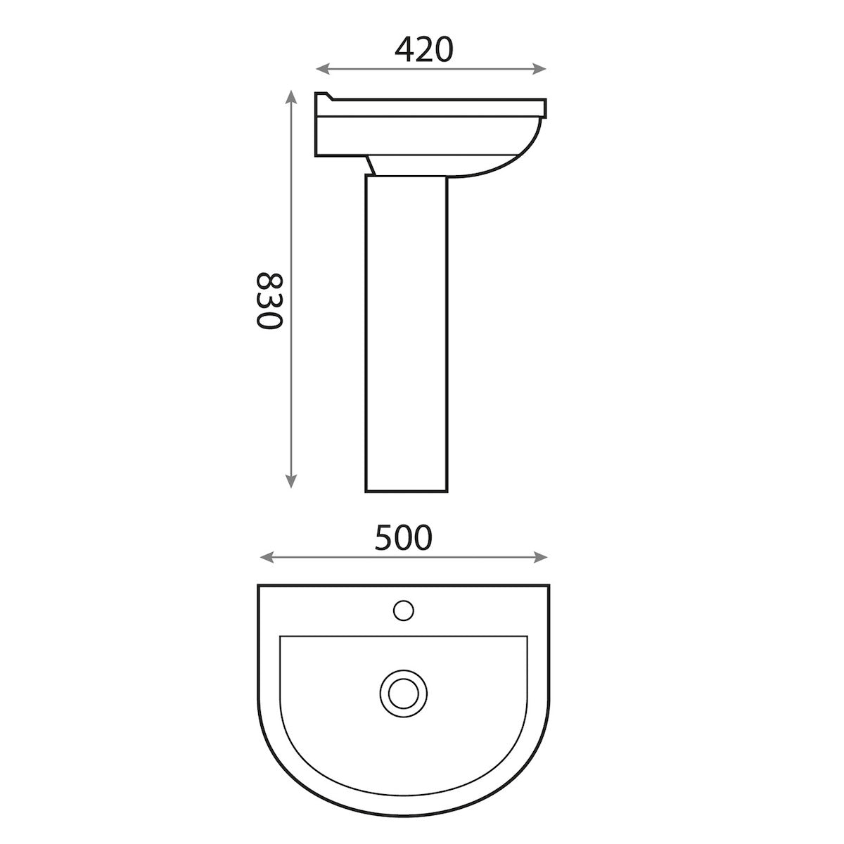 Scudo Spa 500mm x 420mm Pedestal Basin - White