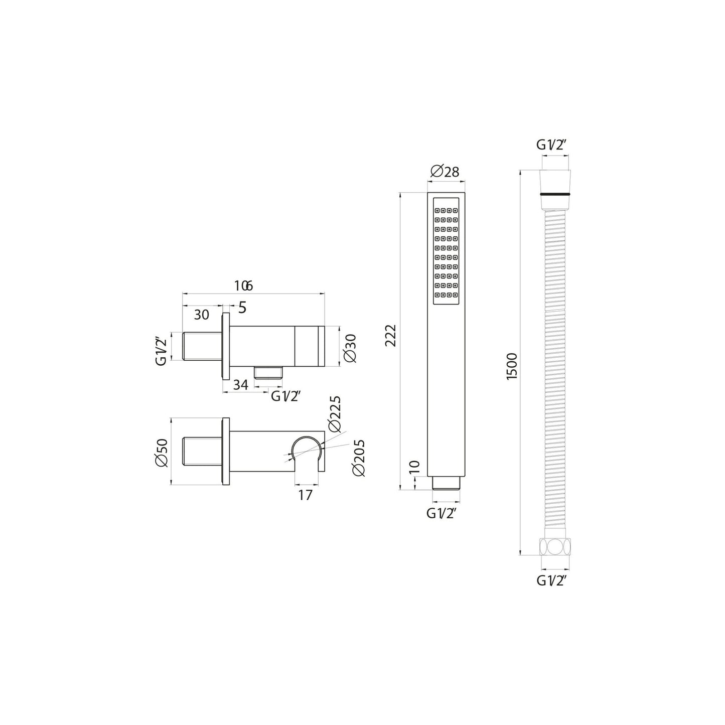 Scudo Handset Single Function - Matt Black