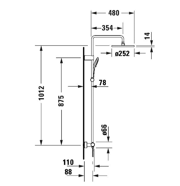 Duravit Thermostatic Bar Shower Kit with Fixed Shower Head & Handset - Chrome