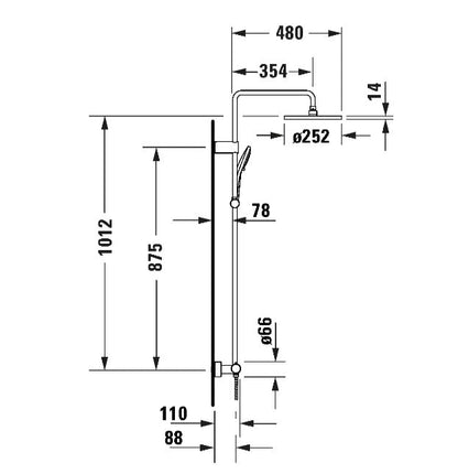 Duravit Thermostatic Bar Shower Kit with Fixed Shower Head & Handset - Chrome