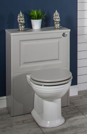 Silverdale Back To Wall Victorian Pan With Concealed Cistern Pale Grey