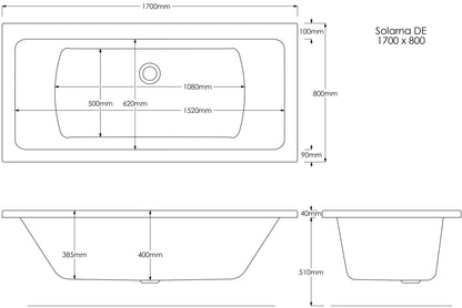 Trojan Solarna Double Ended 1700 x 750mm Bath