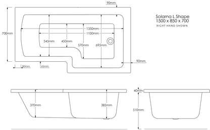 Trojan Solarna L-Shape Shower Bath