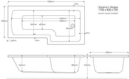 Trojan Solarna L-Shape Shower Bath