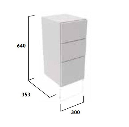 Tavistock Calm Fitted Standard Depth 300mm 3 Drawer Floor Unit With Drawer Pack & Carcass