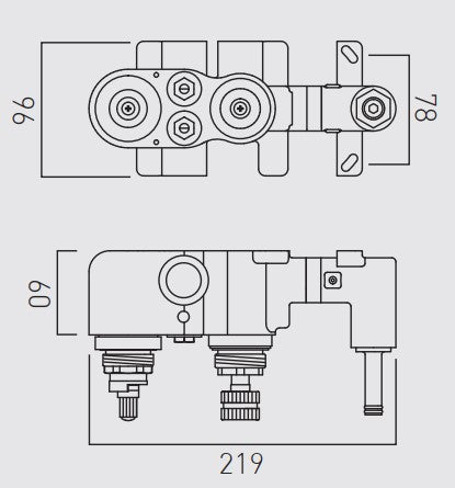 Vado Valve Body for Tablet iO 2 Outlet 2 Handle Concealed Thermostatic Valve