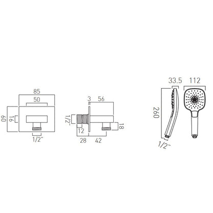 Vado Tablet Altitude Square- 2 outlet thermostatic shower Set with slide rail shower