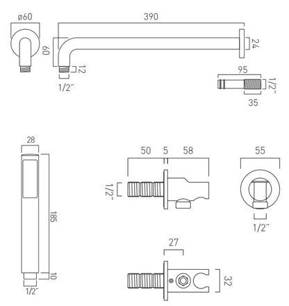 Vado Tablet Altitude - 2 Outlet Thermostatic Shower Set