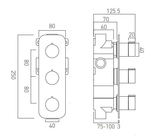 Vado Tablet Altitude - 2 Outlet Thermostatic Shower Set