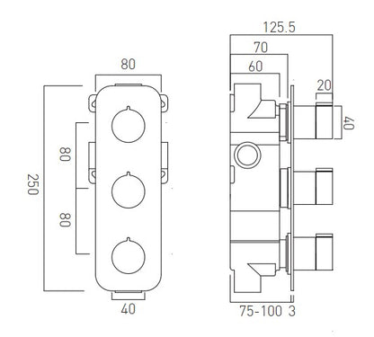 Vado Tablet Altitude - 2 Outlet Thermostatic Shower Set