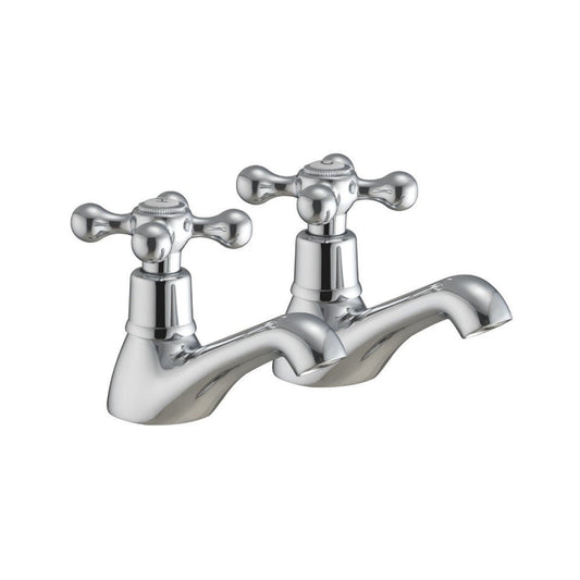 Scudo Classic 2 Tap Hole Deck Mounted Bath Taps - Chrome